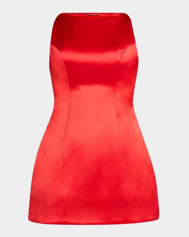 Livie High-Neck Satin Mini Dress